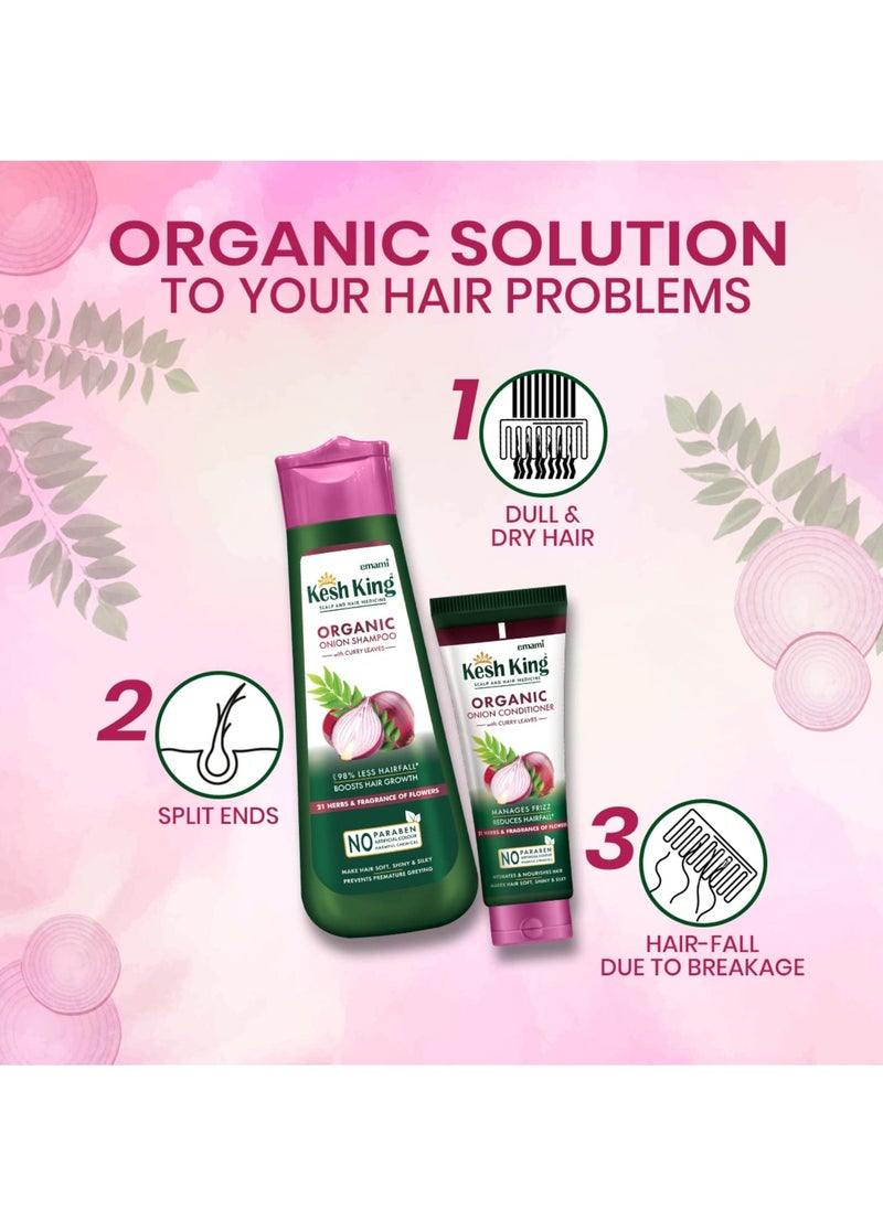 Emami Kesh King Organic Onion Conditioner with Curry Leaves | Conditioner for Frizzy Hair, Reduces Hair Fall, Deep Nourishment & Hydration | Hair Conditioner for Dry, Damaged Hair- 200ml