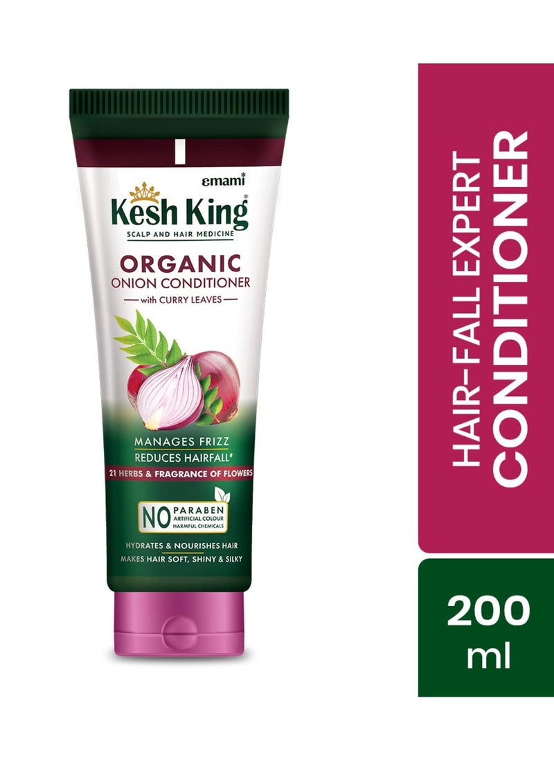 Emami Kesh King Organic Onion Conditioner with Curry Leaves | Conditioner for Frizzy Hair, Reduces Hair Fall, Deep Nourishment & Hydration | Hair Conditioner for Dry, Damaged Hair- 200ml