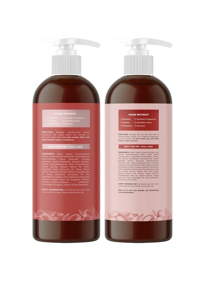 Argan Oil Shampoo And Conditioner For Dry Hair - Paraben And Sulfate Free Shampoo And Conditioner Set For Dry Hair Frizz Curl Care And Split Ends - Moisturizing Argan Shampoo And Conditioner Set