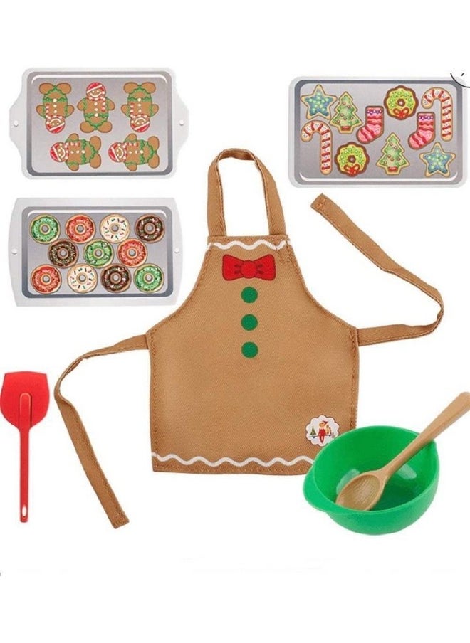 Itty Bitty Baker Outfit - 7 Piece Claus Couture Exclusive 2019 Holiday Outfit - Baking Sheets, Spoon, And Apron Included - Christmas Cookie Baking Set For Both Boy And Girl Elves