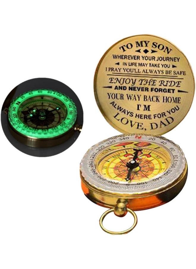 Luminous Compass Dad to Son Enjoy The Ride Gift for Camping Outdoor Activities Navigation Tool