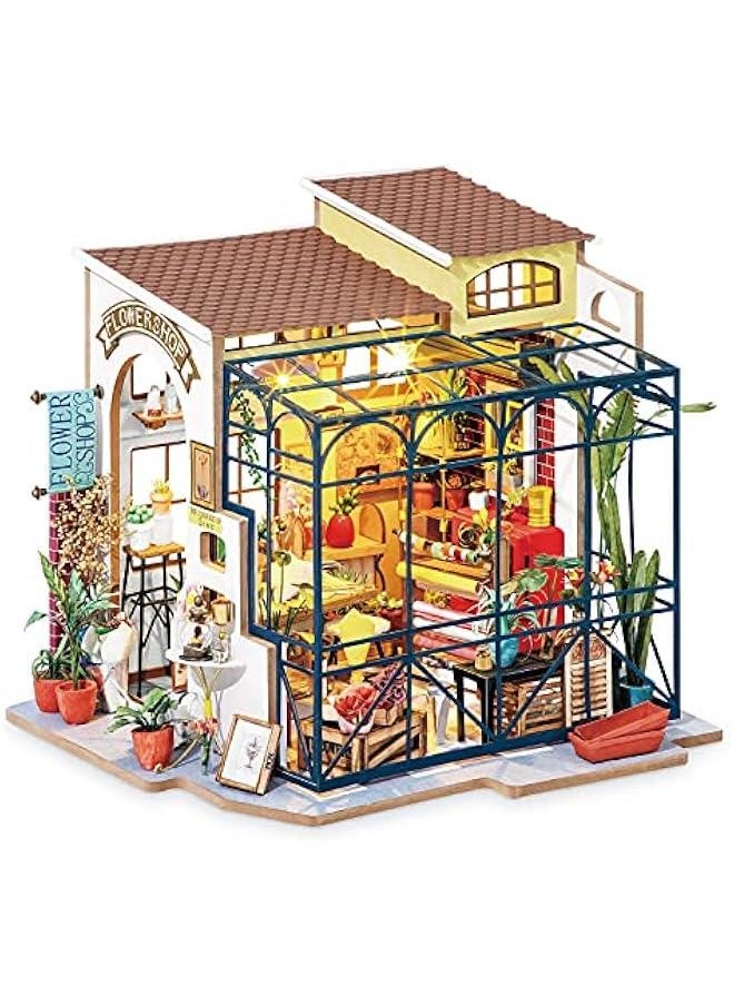 DIY Miniature Doll House Kit with Furniture for Children Adult Wooden Kits Toy (Emily's Flower Shop)