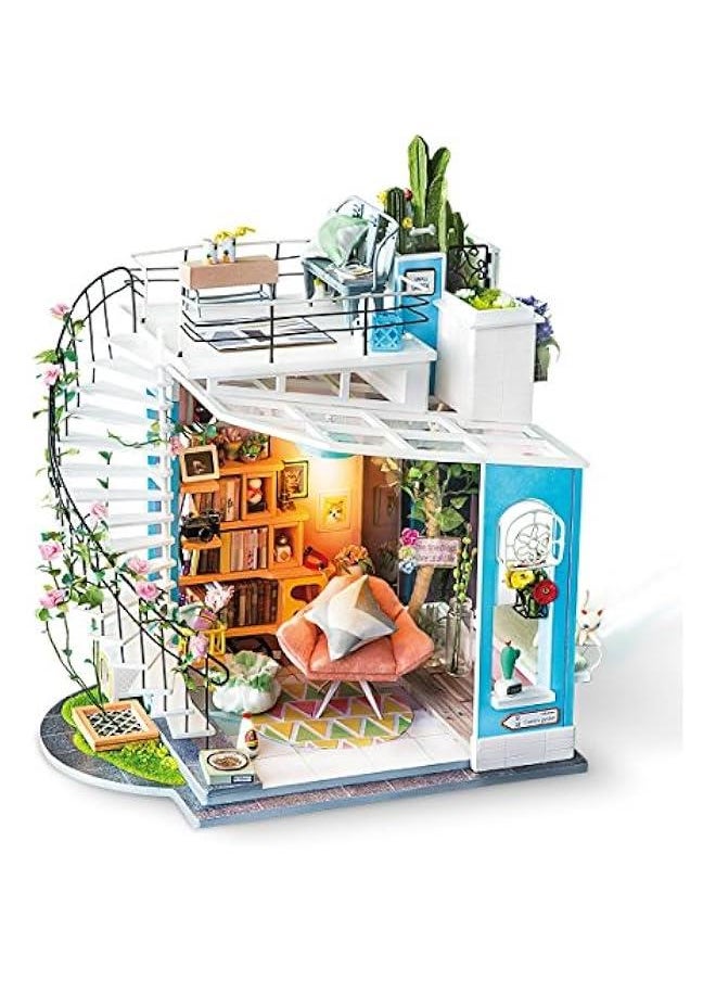 DIY Miniature Dollhouse Kit Duplex Loft Model Building Sets Gifts for Teens/Adults (Dora's Loft)