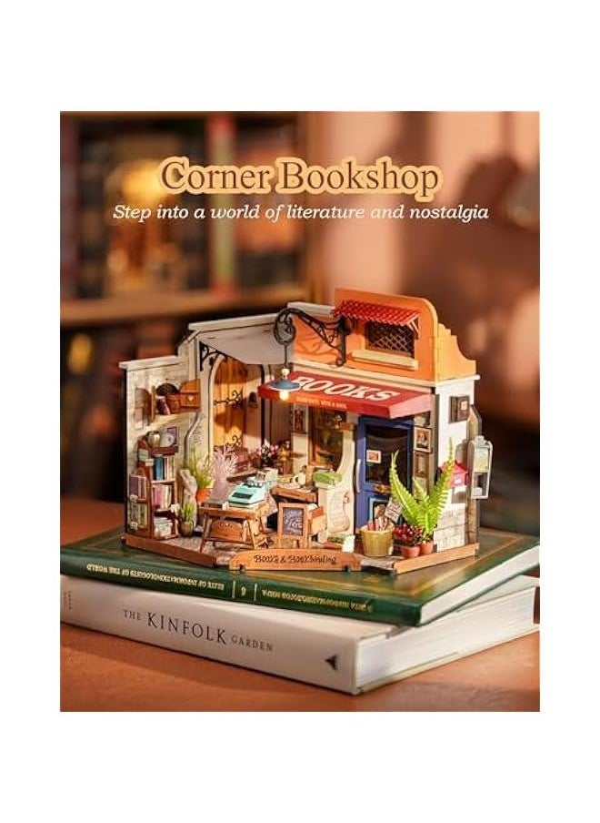 DIY Miniature House Kit 1:20 Scale Bookstore, Build Mini House Building Kit with LED Lights Craft Kits for Aduls Gifts for Him Her