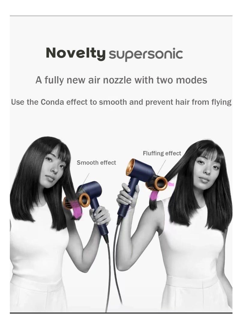 Professional  Hair Dryer 1600W BLDC motor Fast Drying Ion Hairdryer 3 Speeds 3 Heat Setting and One-Touch Cold Air with 4 Attachments and Equipped with 200 million negative ions