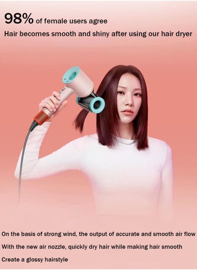 Professional  Hair Dryer 1600W BLDC motor Fast Drying Ion Hairdryer 3 Speeds 3 Heat Setting and One-Touch Cold Air with 4 Attachments and Equipped with 200 million negative ions