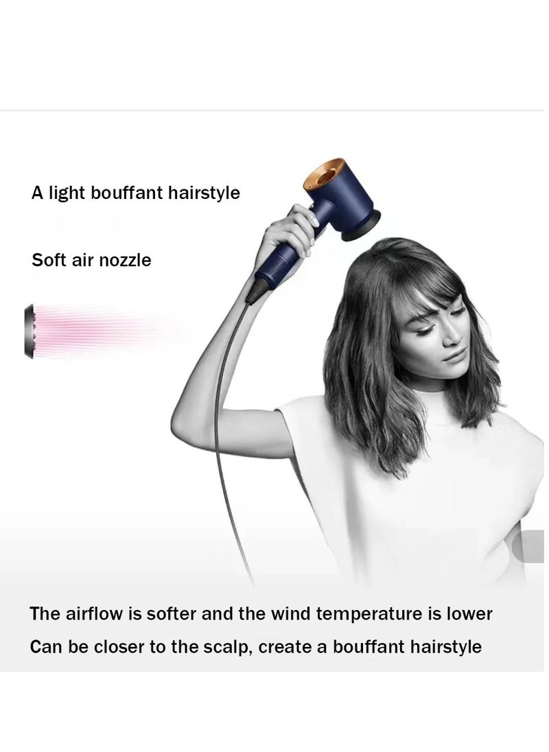 Professional  Hair Dryer 1600W BLDC motor Fast Drying Ion Hairdryer 3 Speeds 3 Heat Setting and One-Touch Cold Air with 4 Attachments and Equipped with 200 million negative ions