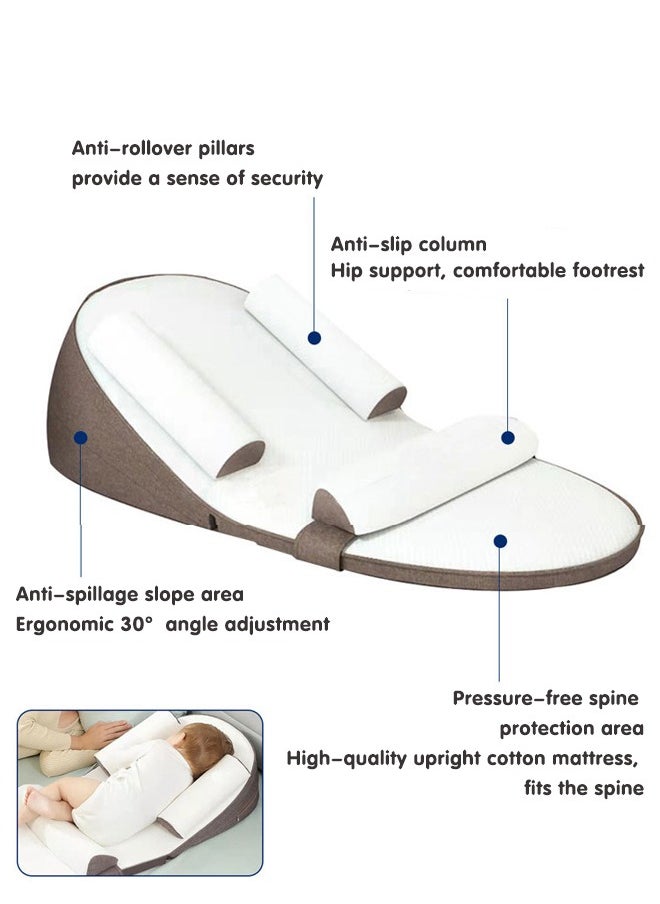 Nursing Pillows for Breastfeeding, Baby Anti-Reflux Pillow with 0-30° Height Adjustable, Baby Lounger Nest, Relieves Vomiting Milk, Intestinal Colic, Side Rails