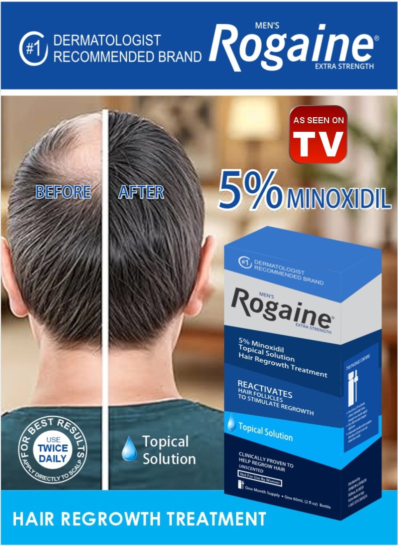 Rogaine Men's Extra Strength 60 ML – Hair Regrowth Treatment for Thinning Hair