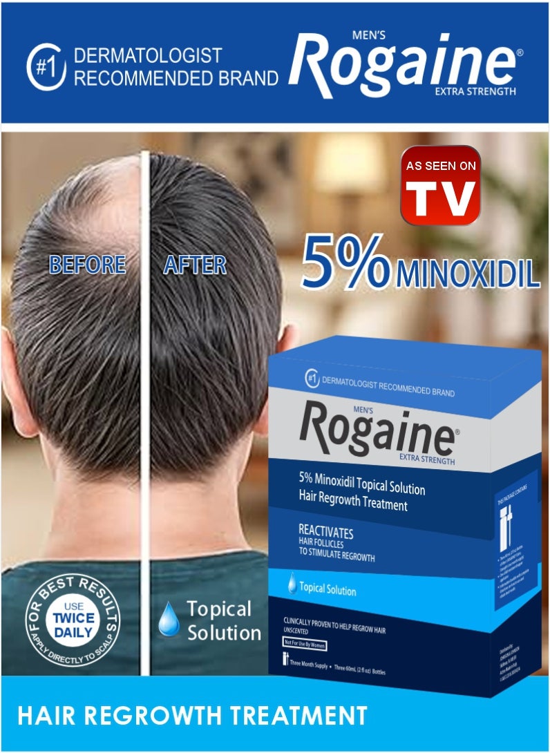 Extra Strength Rogaine for Men 3x60ml – Hair Loss and Regrowth Formula