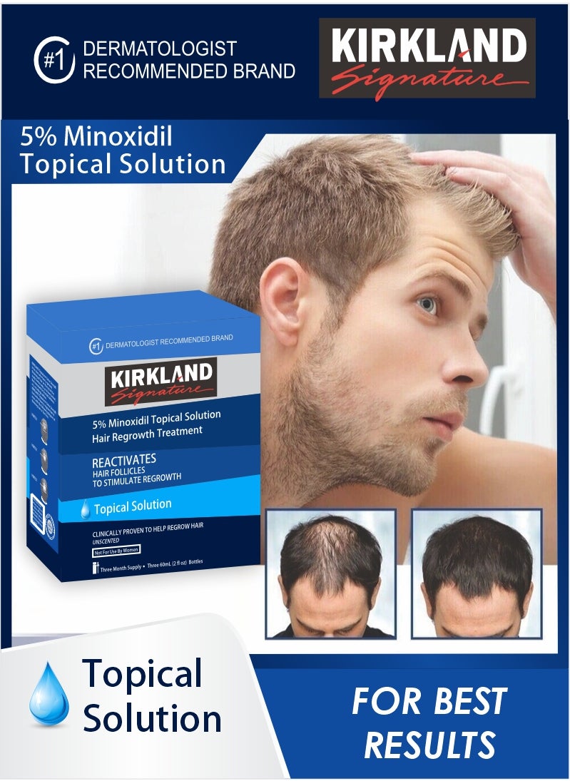 Men's Scalp Treatment – Minoxidil 5% Hair Regrowth Solution (3-Month Supply)