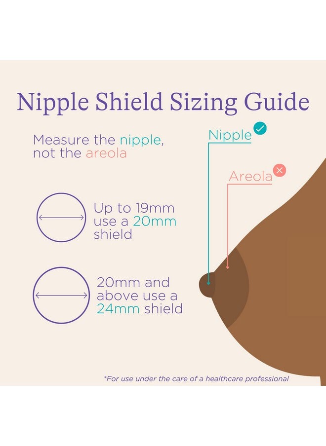 Contact Nipple Shields For Breastfeeding, 2 Nipple Shields (24Mm) And Case