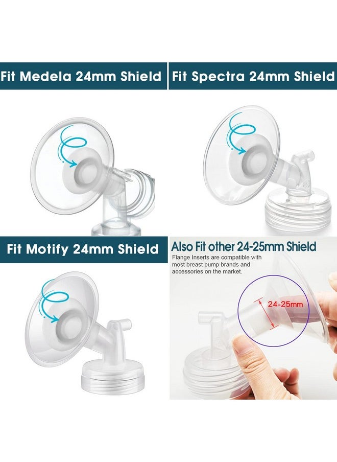 Flange Inserts 18Mm For Medela/Spectra/Tsrete/Momcozy/Elvie/Motif Luna/Ameda Mya Breastpump 24Mm Breast Shields. Reduce 24Mm Nipple Tunnel Down To 18Mm (Half-Clear)