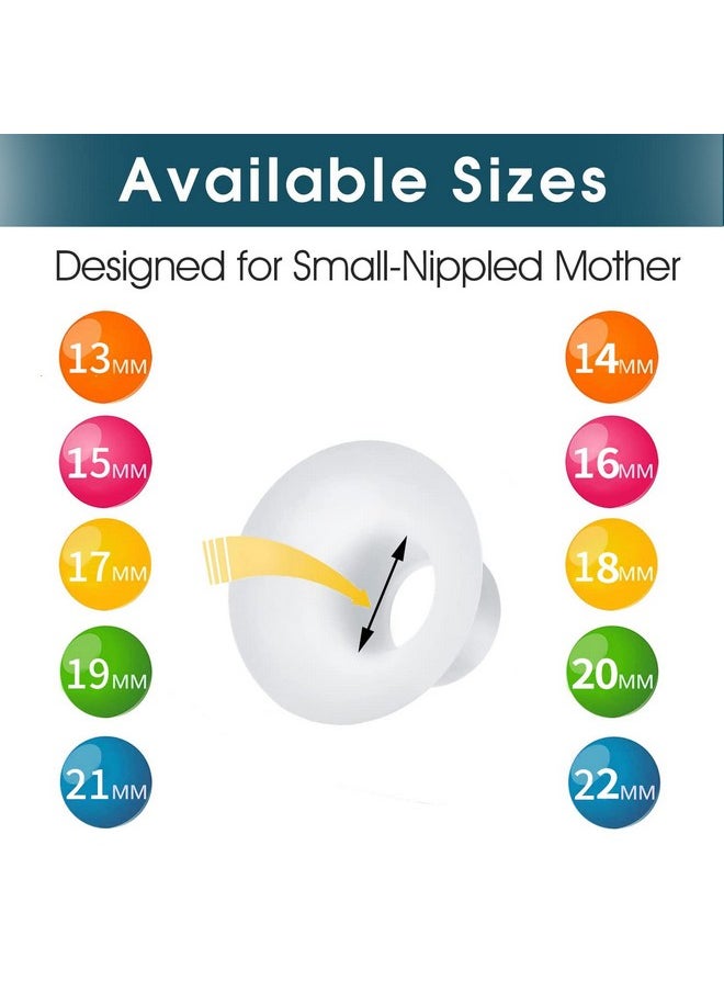 Flange Inserts 18Mm For Medela/Spectra/Tsrete/Momcozy/Elvie/Motif Luna/Ameda Mya Breastpump 24Mm Breast Shields. Reduce 24Mm Nipple Tunnel Down To 18Mm (Half-Clear)