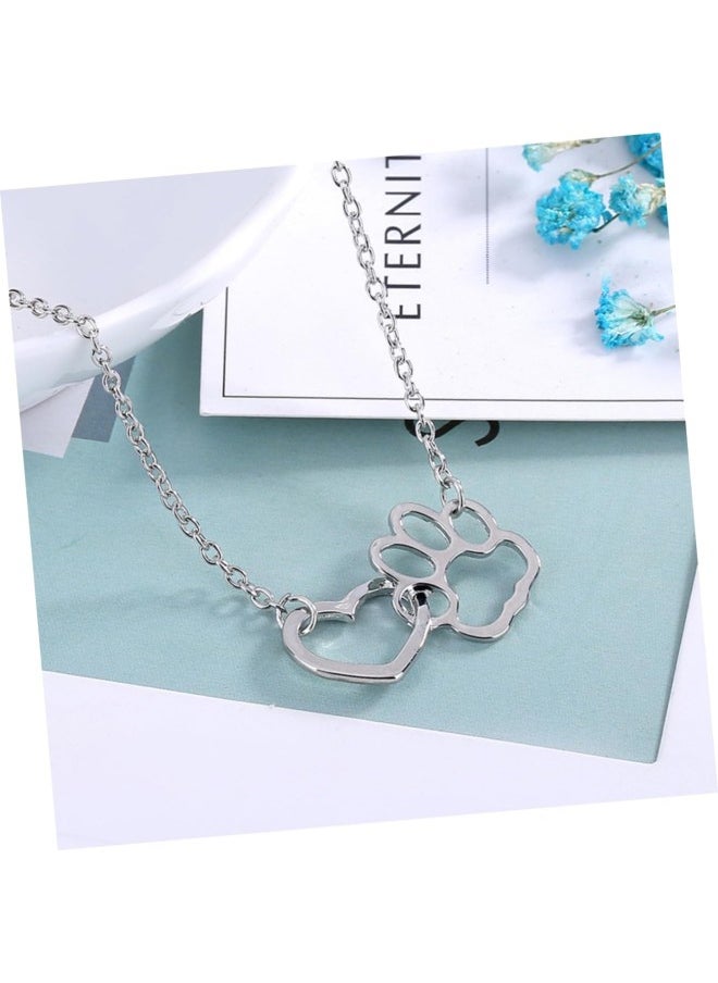 3pcs heart necklace j necklace for women heart locket necklace womens necklaces dog footprint necklace simple necklace paw print necklace love accessories clavicle chain Miss