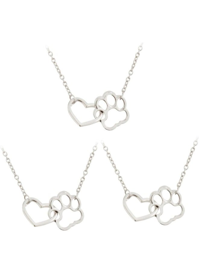 3pcs heart necklace j necklace for women heart locket necklace womens necklaces dog footprint necklace simple necklace paw print necklace love accessories clavicle chain Miss