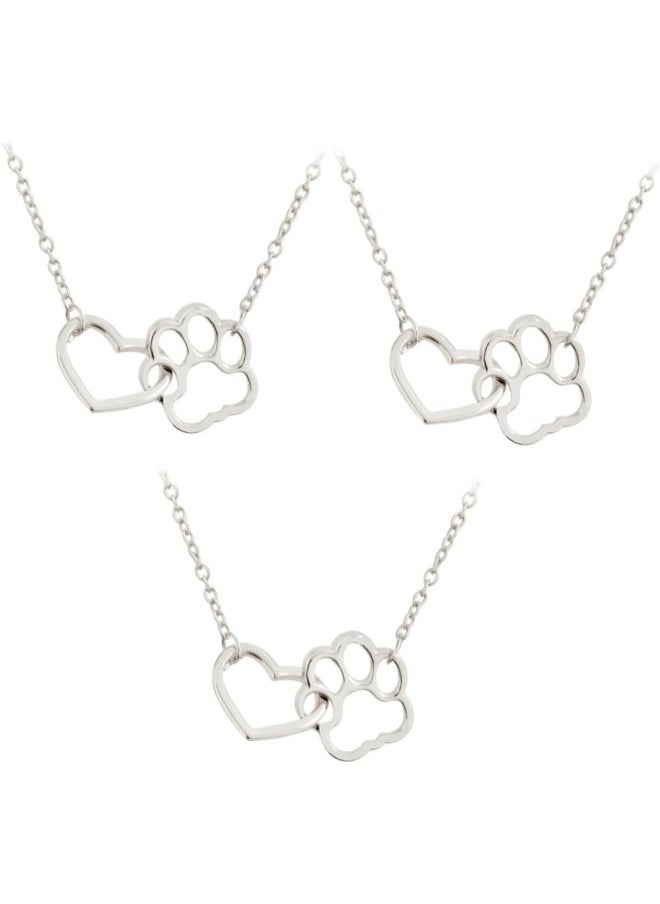 3pcs heart necklace j necklace for women heart locket necklace womens necklaces dog footprint necklace simple necklace paw print necklace love accessories clavicle chain Miss