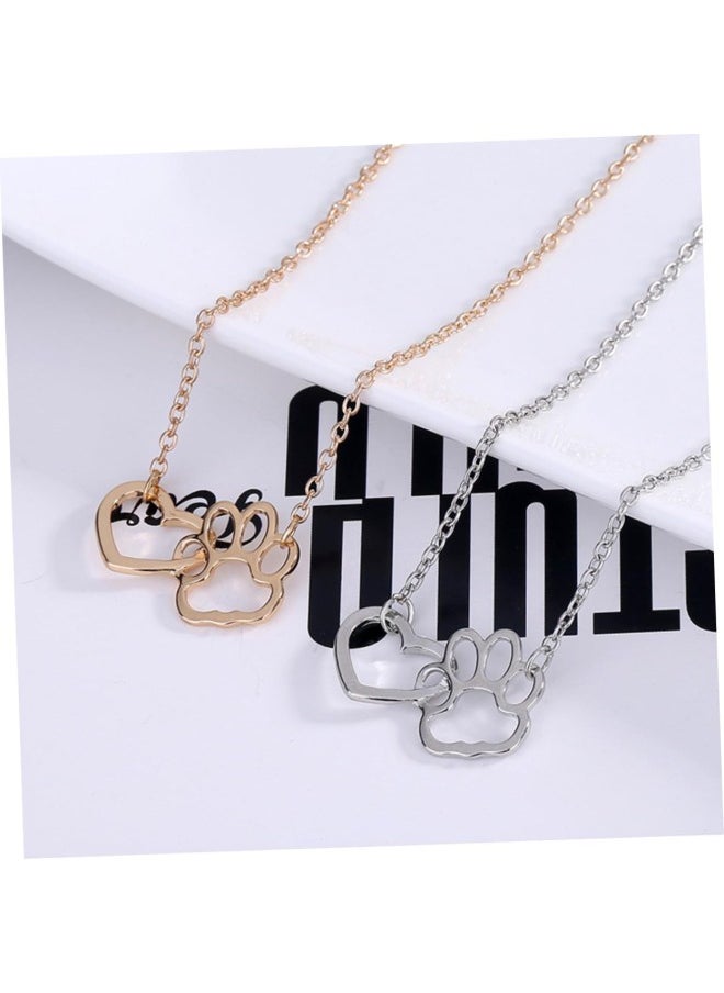 3pcs heart necklace j necklace for women heart locket necklace womens necklaces dog footprint necklace simple necklace paw print necklace love accessories clavicle chain Miss