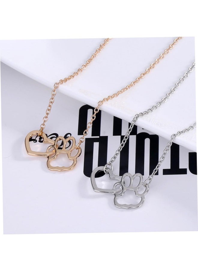 3pcs heart necklace j necklace for women heart locket necklace womens necklaces dog footprint necklace simple necklace paw print necklace love accessories clavicle chain Miss