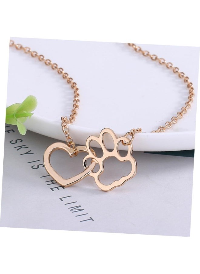 3pcs heart necklace j necklace for women heart locket necklace womens necklaces dog footprint necklace simple necklace paw print necklace love accessories clavicle chain Miss