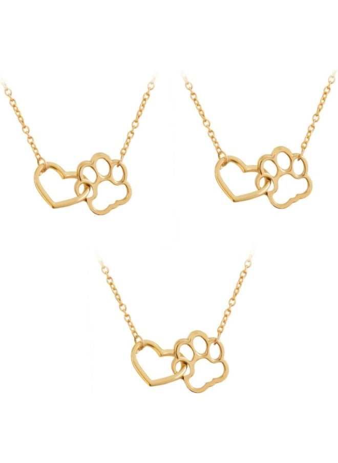 3pcs heart necklace j necklace for women heart locket necklace womens necklaces dog footprint necklace simple necklace paw print necklace love accessories clavicle chain Miss