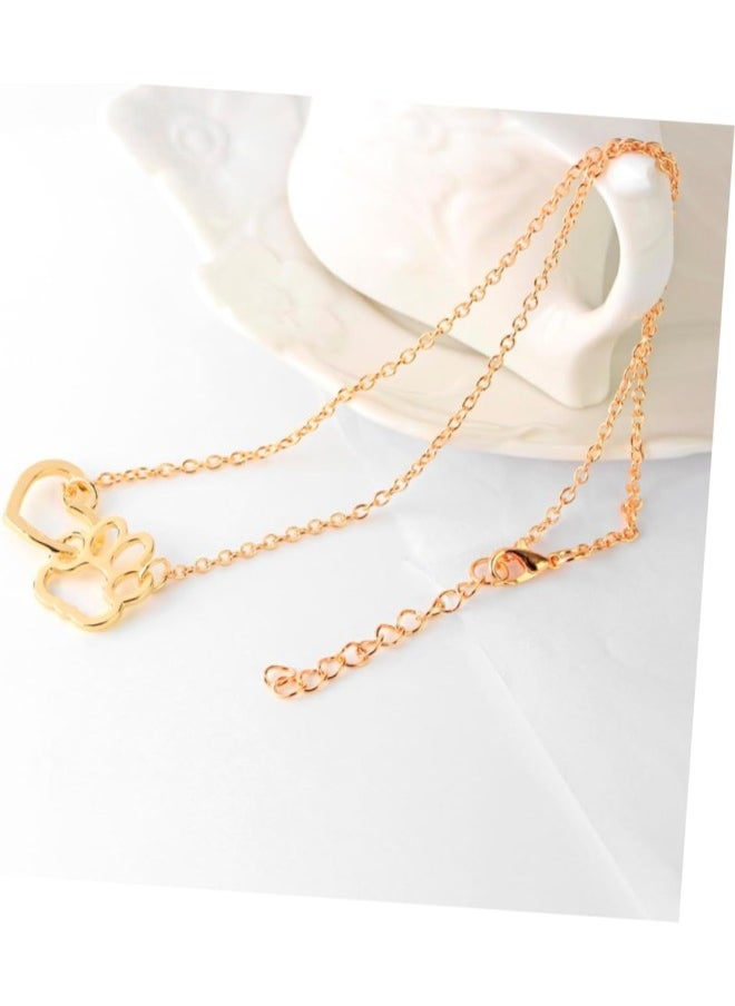 3pcs heart necklace j necklace for women heart locket necklace womens necklaces dog footprint necklace simple necklace paw print necklace love accessories clavicle chain Miss