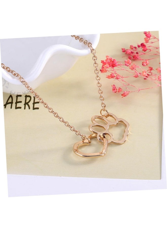 3pcs heart necklace j necklace for women heart locket necklace womens necklaces dog footprint necklace simple necklace paw print necklace love accessories clavicle chain Miss
