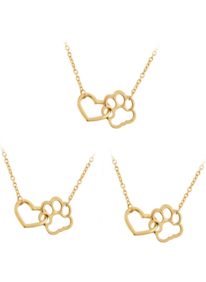 3pcs heart necklace j necklace for women heart locket necklace womens necklaces dog footprint necklace simple necklace paw print necklace love accessories clavicle chain Miss