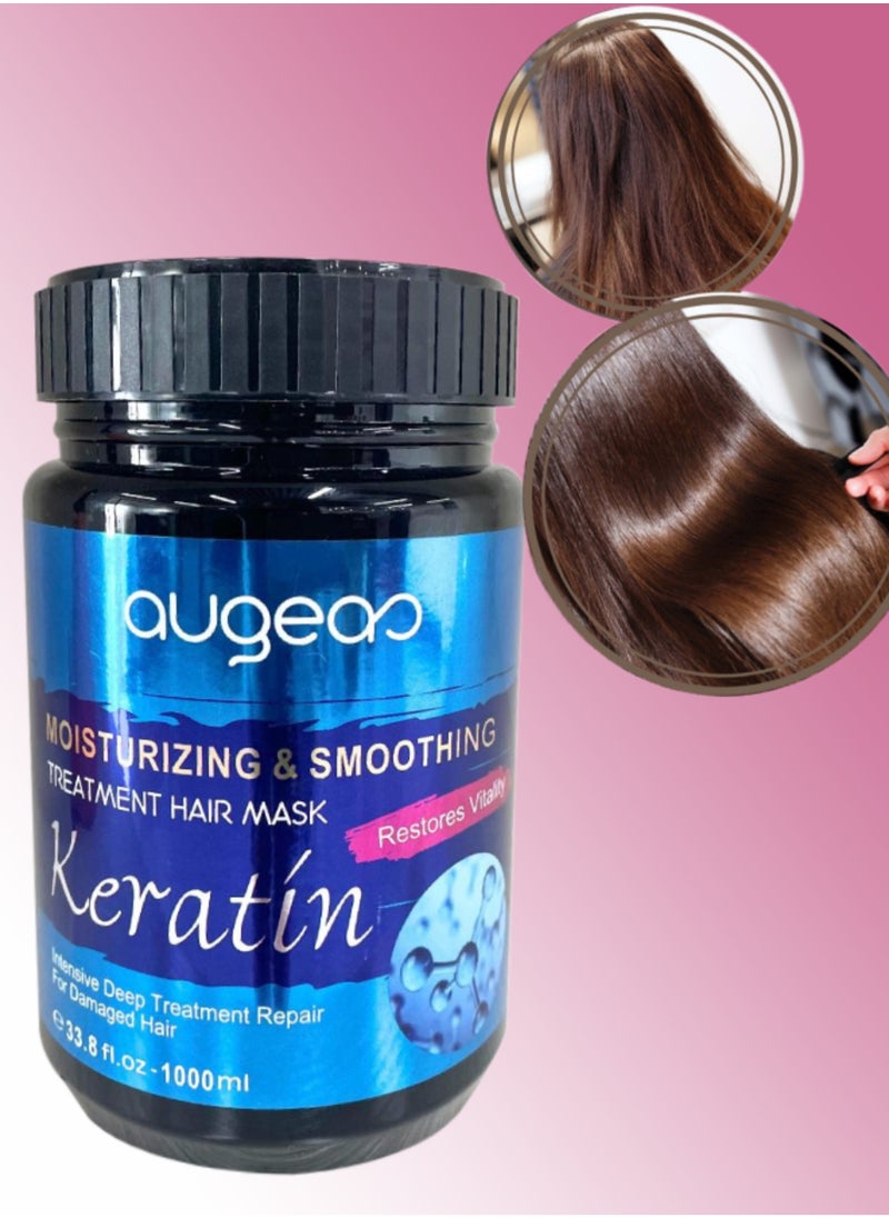 1000ml Moisturizing and Smoothing Treatment Keratin Hair Mask Restore and Repair Damaged Hair and Prevent Hair Breakage Increase Hair Softness and Helps Hair Regrowth Keratin Creamy Hair Mask Hair Cream