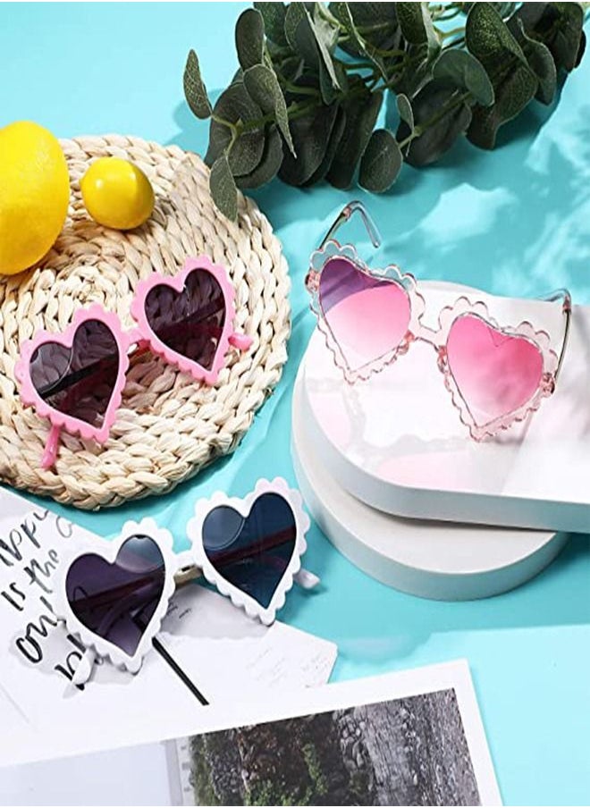 Heart Shaped Sunglasses for Kids, 3Pairs Kid's Fashion Cartoon Sunglasses Personality Metal Sunglasses, Toddler Glasses for 2-10 Years Girl Boy Eyewear Outdoor Beach Party Sunglasses