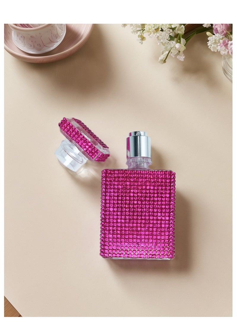 30ml Dark Pink Shining Crystal Atomizer Perfume Bottle, Portable Mini Empty Refillable Perfume Atomizer Bottle, Refillable Perfume Spray, Scent Pump Case