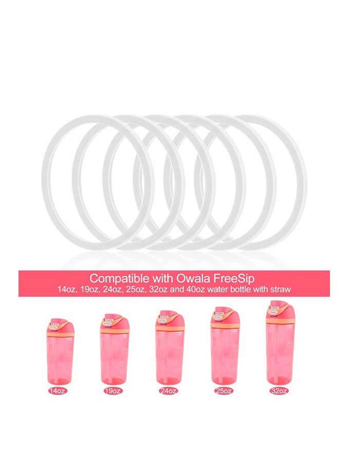 6 Pack Water Bottle Gasket Replacement for Owala FreeSip, Silicone Lid Seal O Ring Sealing Gaskets Replacement Parts Accessories Compatible with Owala Stainless Steel Cup （White）