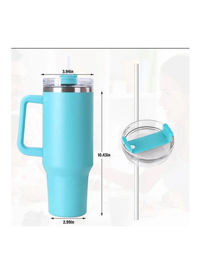 40oz Tumbler with Handle Insulated Stainless Steel Travel Coffee Mug with Straw u0026 Lid Large Water Bottle Cup for Hot u0026 Cold Beverages