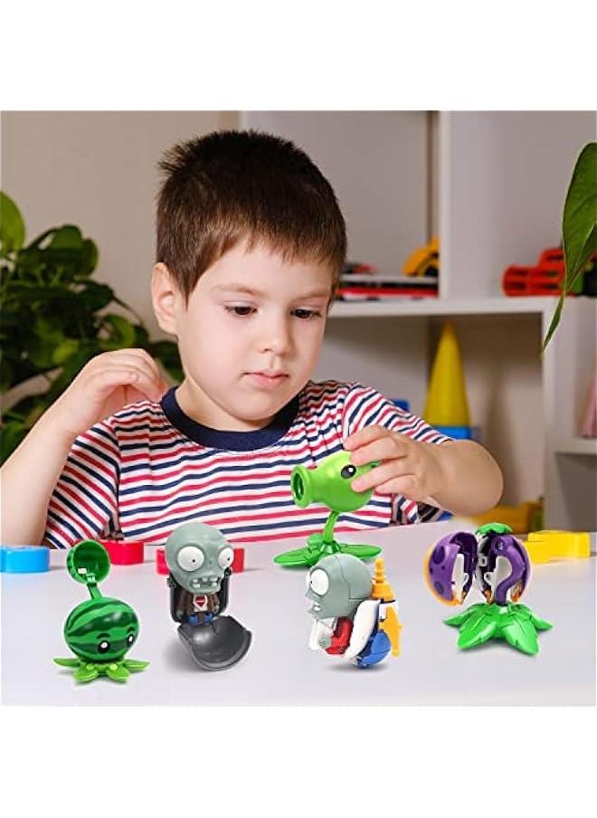 Plants and Zombies Toys vs Egg Transformation Series Assembled Toys Action Figures Set Gift Game Fan Party Birthday Gifts Zombie PVZ Toys Figurines for Boys Girls