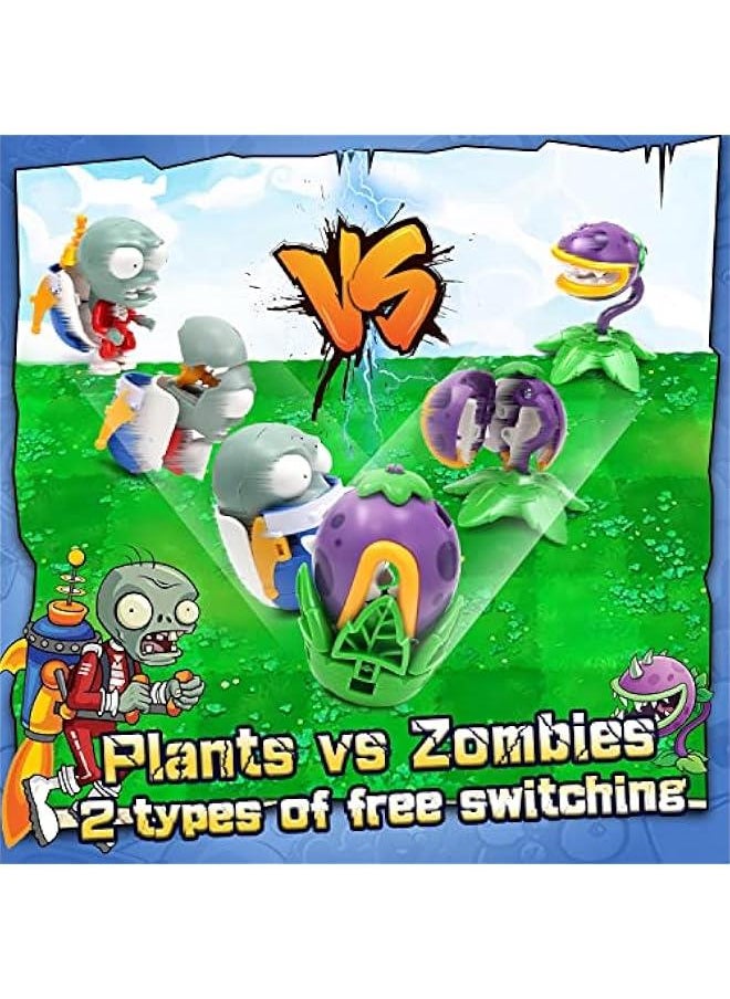 Plants and Zombies Toys vs Egg Transformation Series Assembled Toys Action Figures Set Gift Game Fan Party Birthday Gifts Zombie PVZ Toys Figurines for Boys Girls