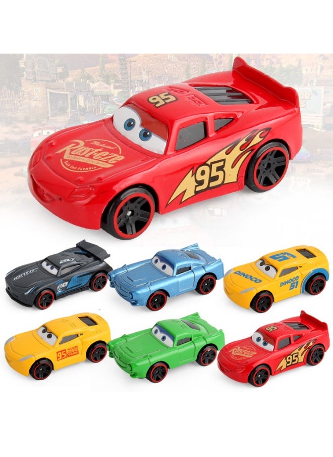 6 Pack Cars Series Alloy Toy Car, Lightning Mcqueen Car Model, Simulation Pull Back Model Car Racing Car Toys for Children Gift Collectible, 7*3.5*2.5 CM