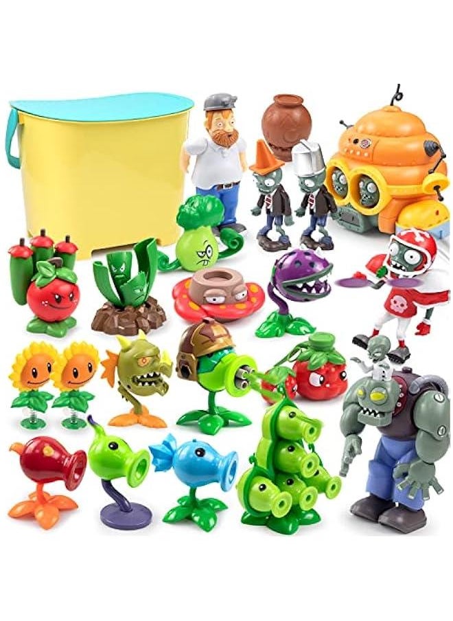 Plants and Zombies vs Toys 21pcs PVZ Action Figures Set Great Gifts for Kids and Fans,Birthday and Party -with Waterproof Battlefield Map