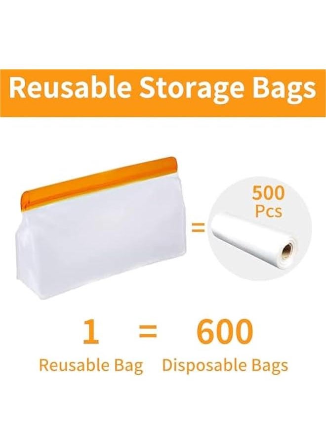 Reusable Freezer Bags 10 Pack, Stand Up Reusable Food Storage Bags for Food Leakproof, 2 Gallon Bags + 4 Sandwich Bags + 4 Snack Reusable Freezer Bags for Kitchen Meat Fruit Cereal