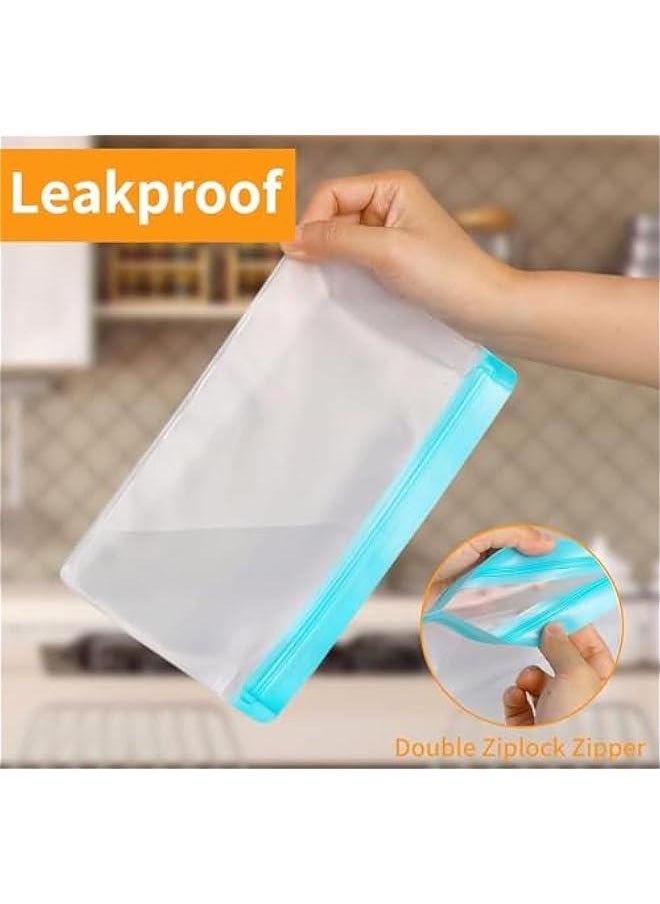 Reusable Freezer Bags 10 Pack, Stand Up Reusable Food Storage Bags for Food Leakproof, 2 Gallon Bags + 4 Sandwich Bags + 4 Snack Reusable Freezer Bags for Kitchen Meat Fruit Cereal