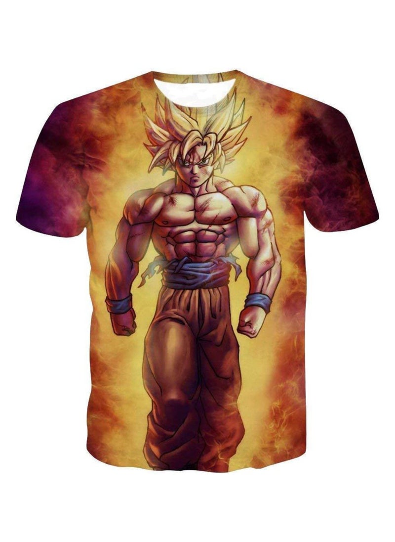 Dragon Ball Cartoon Printed Loose Round Neck Short Sleeved T-shirt
