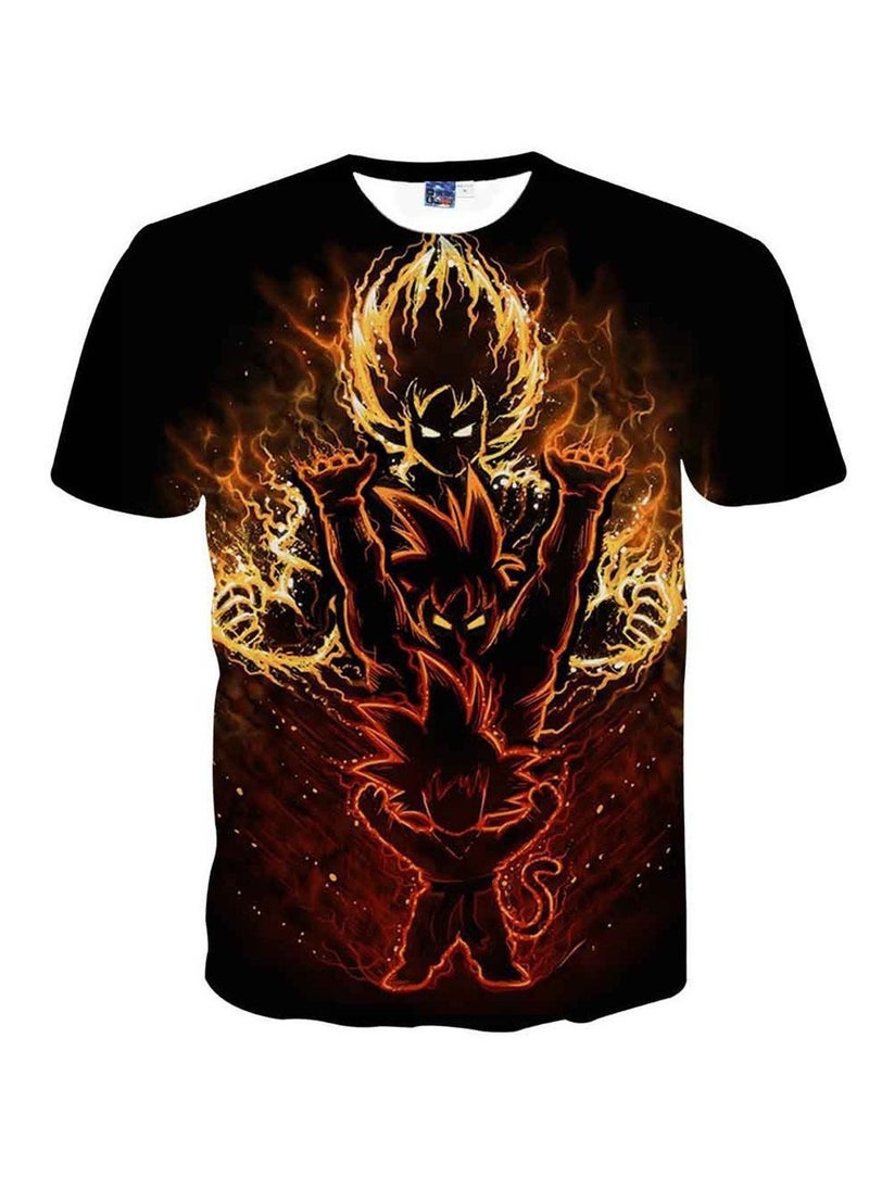 Dragon Ball Cartoon Printed Loose Round Neck Short Sleeved T-shirt
