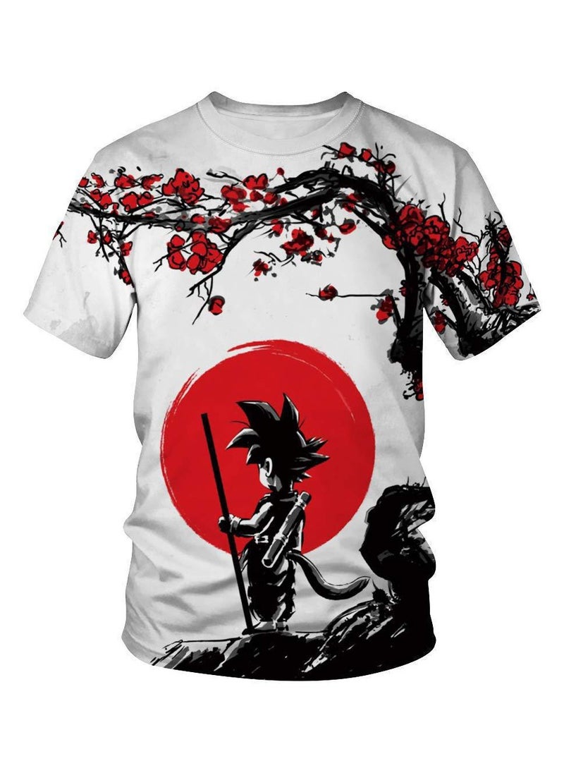 Dragon Ball Cartoon Printed Loose Round Neck Short Sleeved T-shirt