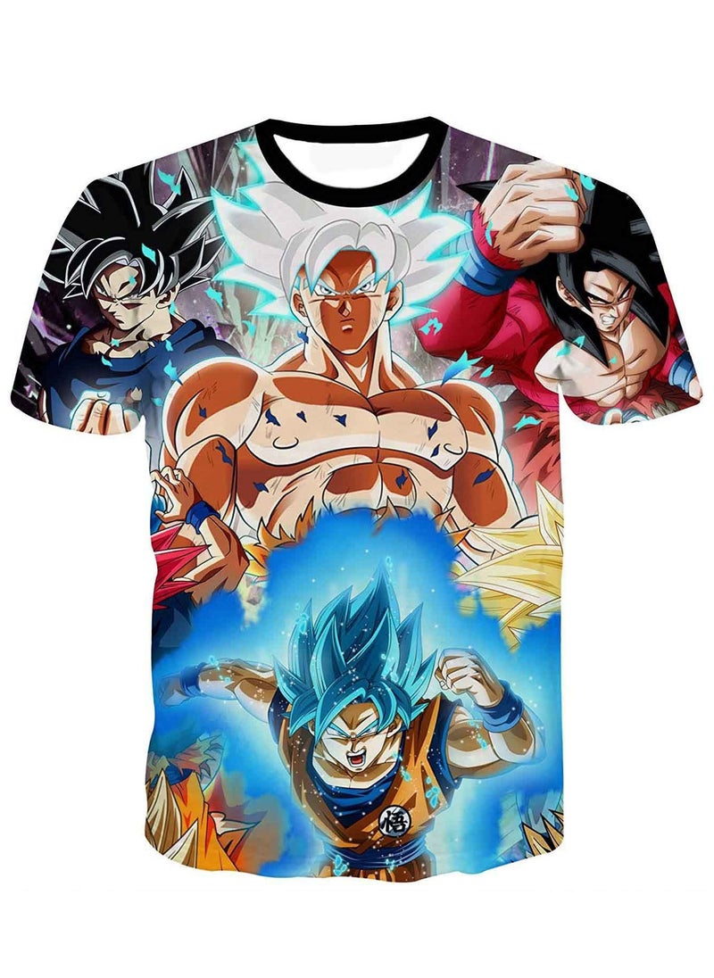 Dragon Ball Cartoon Printed Loose Round Neck Short Sleeved T-shirt