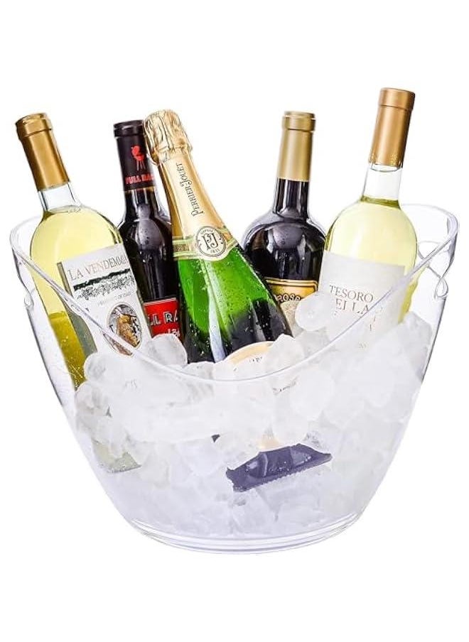 Ice Bucket ， Clear Acrylic 4 Liter Plastic Tub for Drinks and Parties, Food Grade, Perfect for Wine, Champagne or Beer Bottles (8L)