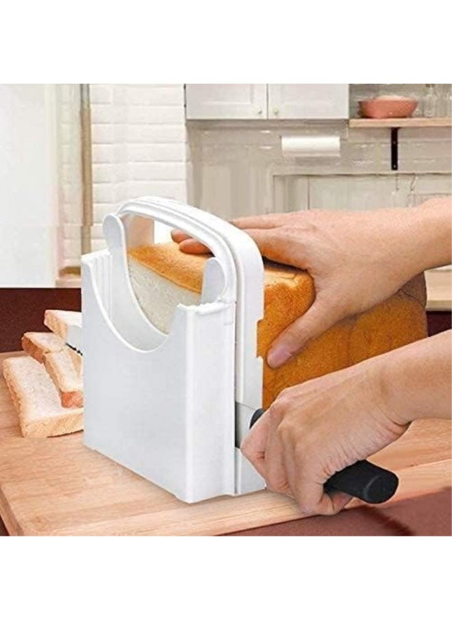 PULABO Bread Slicer,Adjustable Toast Slicer,Foldable and Customizable Loaf Cutter with Cutting Board for Homemade Bread & Loaf Cakes Tools to 5 Thickness | Bagel/Sandwich/Toast Convenient