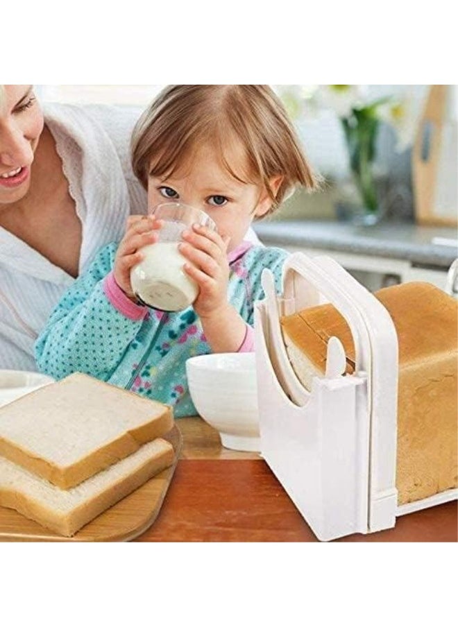 PULABO Bread Slicer,Adjustable Toast Slicer,Foldable and Customizable Loaf Cutter with Cutting Board for Homemade Bread & Loaf Cakes Tools to 5 Thickness | Bagel/Sandwich/Toast Convenient