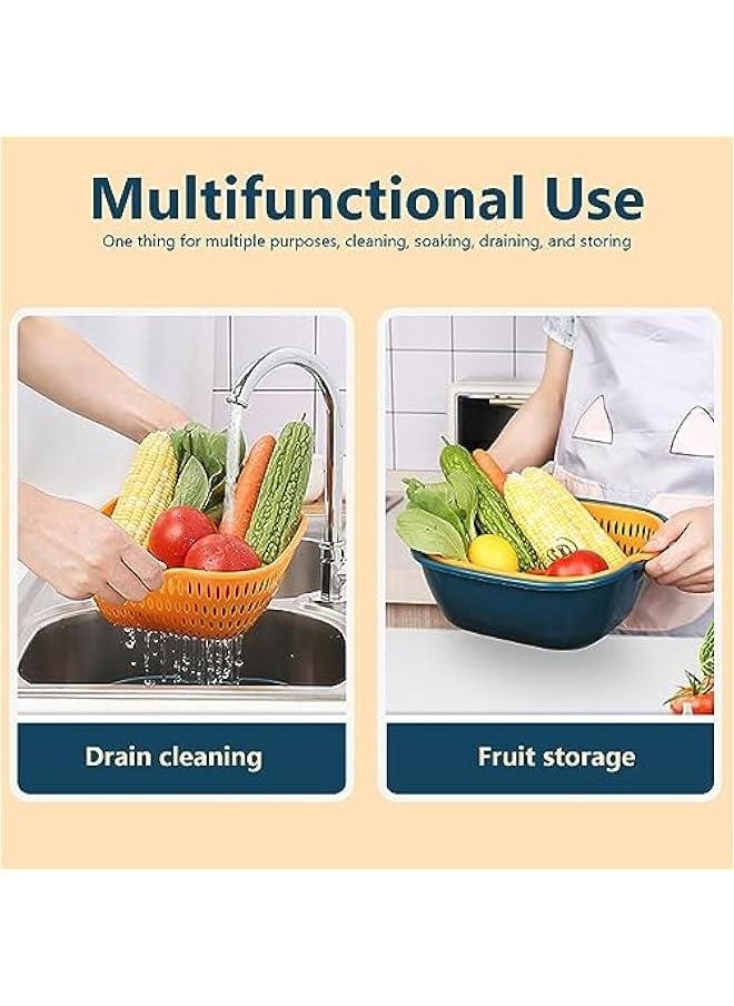 6Pack Vegetable Washing Baskets, 2-in-1 Drain Colander Bowl Set Double-layer Stackable Vegetable Sinks Strainer and Washing Fruits and Vegetables Kitchen Colander Set