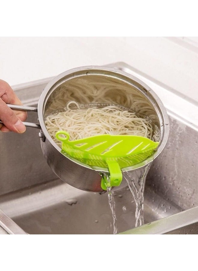 PULABO Kitchen Tool Snap-on Leaf Shape Drain Board Retaining Rice Vegetable Noodle Reusable Plastic Filter Block Rice Cleaning Strainer Gadgets Convenient