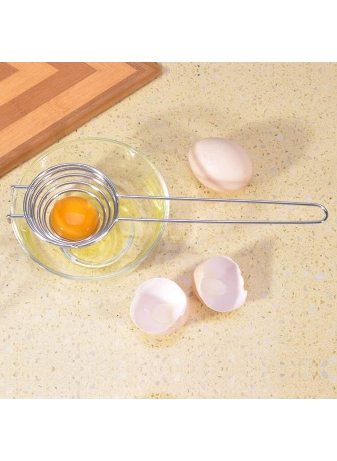 PULABO Spiral Stainless Steel Egg Separator Egg Yolk Remover Divider With Long Handle Kitchen Tool Convenient