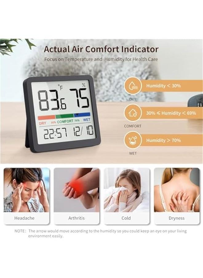 Humidity Gauge Indoor Thermometer - Digital Indoor Humidity Sensor Room Thermometer with Temperature Humidity Monitor, Accurate Hygrometer Temp Meter for Home Greenhouse Wine Cellar